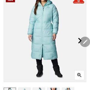 Columbia Women's Long Puffer Coat in Light Aqua